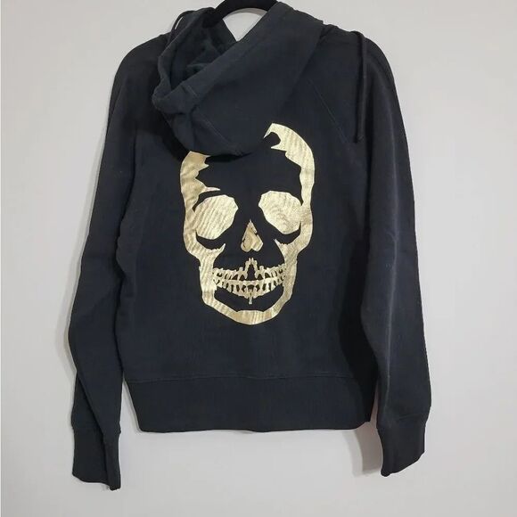 NWOT Zadig & Voltaire gold foil skull hoodie M - Picture 1 of 5